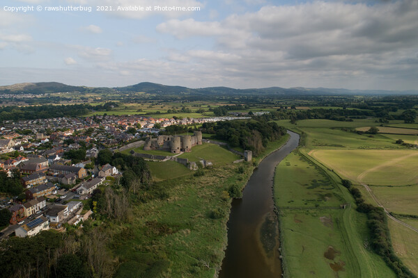 Aerial View Of Rhuddlan Castle Picture Board by rawshutterbug 