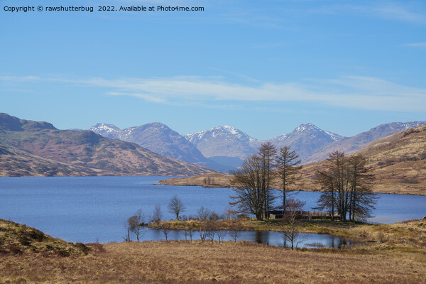 Snow Top Mountains At Loch Arklet Picture Board by rawshutterbug 