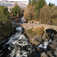 Buy canvas prints of Falls Of Dochart Aerial View by rawshutterbug 