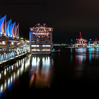 Buy canvas prints of Ruby Princess Docked At The Canada Place At Night by rawshutterbug 