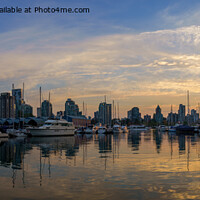 Buy canvas prints of Vancouver Skyline - Yacht Harbour at Sunset Panora by rawshutterbug 