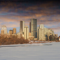 Buy canvas prints of Winter Sunset Scene At Calgary Skyline by rawshutterbug 
