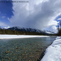Buy canvas prints of Snow Covered Scenery At The Kootenay River Canada by rawshutterbug 