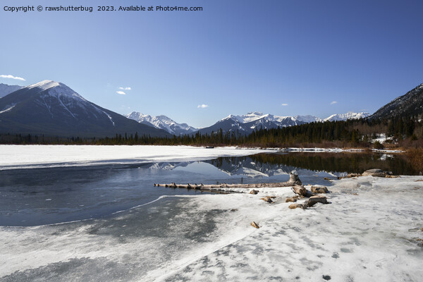 Serene Winter Wonderland - Vermilion Lake Mountain Reflection Picture Board by rawshutterbug 