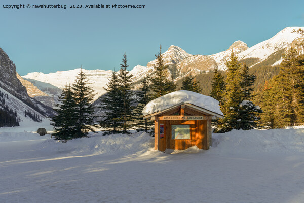 Snowy Serenity: Lake Louise and the Majestic Mountains Picture Board by rawshutterbug 