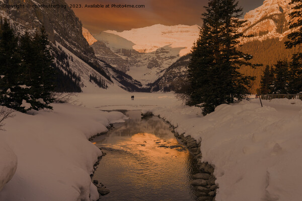 Lake Louise at Sunset: Serene Beauty and Frozen Tranquillity Picture Board by rawshutterbug 