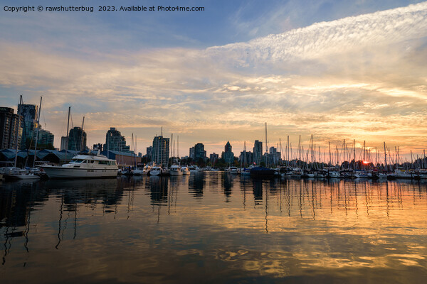Sunset over Vancouver Skyline Picture Board by rawshutterbug 