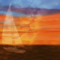 Buy canvas prints of Fiery Sunset Sail by rawshutterbug 