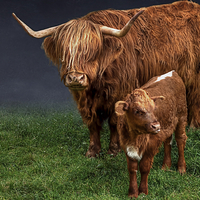 Buy canvas prints of Highland Cattle And Calf by rawshutterbug 