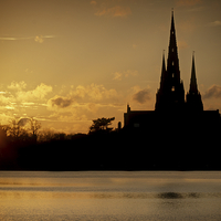Buy canvas prints of Cathedral and Stowe Pool at Sunset by rawshutterbug 