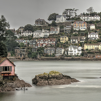 Buy canvas prints of Pink House On The River Dart by rawshutterbug 