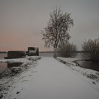 Buy canvas prints of Snowy Chasewater At Sunrise by rawshutterbug 