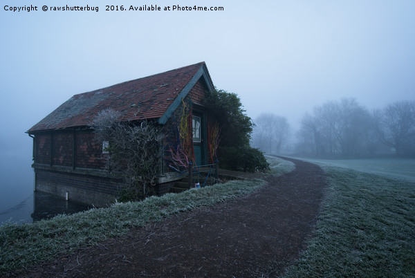 Boathouse On A Foggy Morning Picture Board by rawshutterbug 
