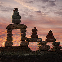 Buy canvas prints of Stone Stack At Sunset by rawshutterbug 