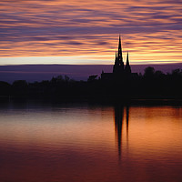 Buy canvas prints of Sunset Reflection At The Lichfield Cathedral by rawshutterbug 
