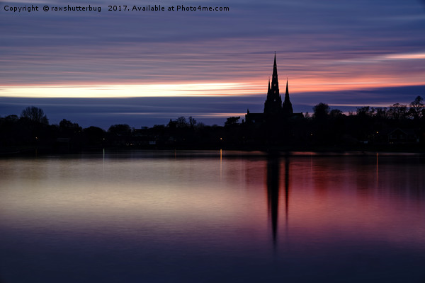 Pink Sky Over The Lichfield Cathedral Picture Board by rawshutterbug 