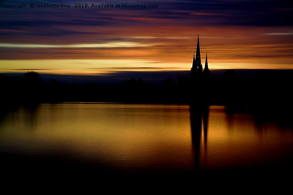 Lichfield Cathedral Sunset Reflection Picture Board by rawshutterbug 
