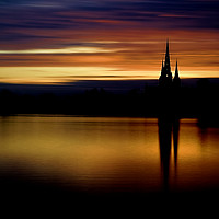Buy canvas prints of Lichfield Cathedral Sunset Reflection by rawshutterbug 