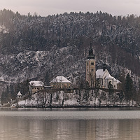 Buy canvas prints of Bled Island Dusted With Snow by rawshutterbug 