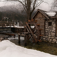 Buy canvas prints of Winter Water Mill At Lake Jasna by rawshutterbug 