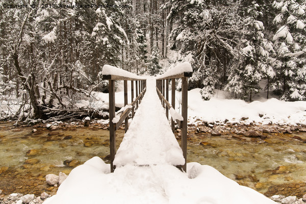 Pericnik Falls Snowy Bridge Picture Board by rawshutterbug 