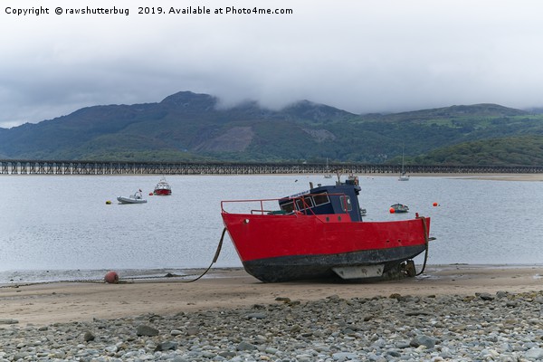 Red Boat On The Barmouth Beach Picture Board by rawshutterbug 