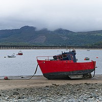 Buy canvas prints of Red Boat On The Barmouth Beach by rawshutterbug 