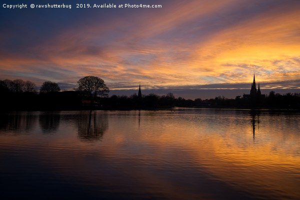 Sunset At Lichfield Cathedral Picture Board by rawshutterbug 