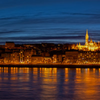 Buy canvas prints of Budapest Skylight At Night Panorama by rawshutterbug 