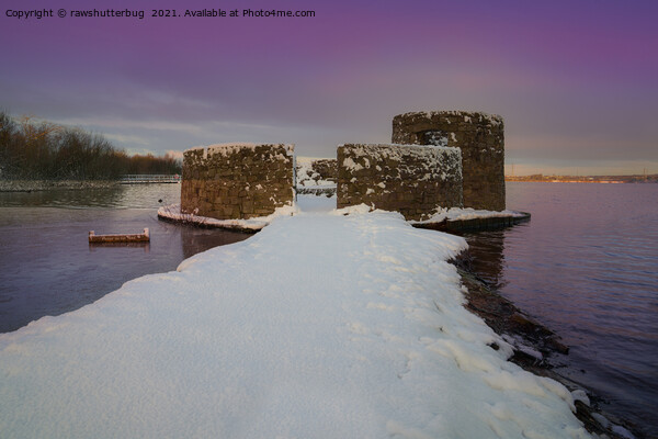 Purple Sunrise At The Snowy Chasewater Castle Picture Board by rawshutterbug 