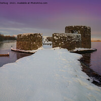 Buy canvas prints of Purple Sunrise At The Snowy Chasewater Castle by rawshutterbug 
