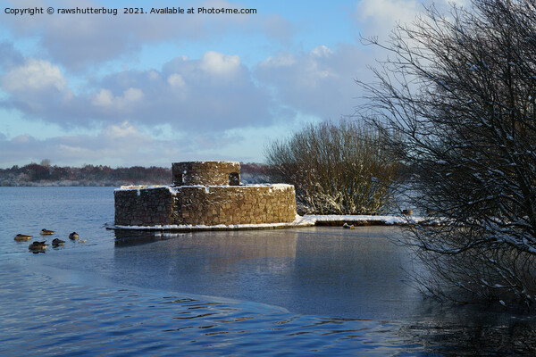 Snowy Chasewater Castle Picture Board by rawshutterbug 