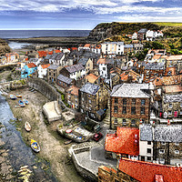 Buy canvas prints of Staithes Harbour by Nigel Lee