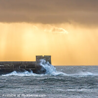 Buy canvas prints of Saltcoats harbour storm by Robert Strachan