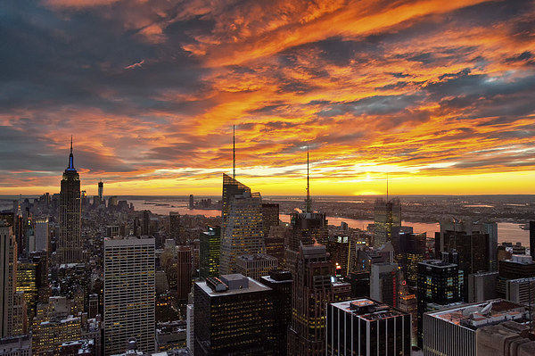 Fiery Skies over the City Picture Board by Robert Strachan