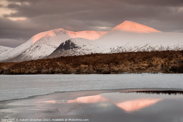 Golden Sunrise over Frozen Loch Picture Board by Robert Strachan