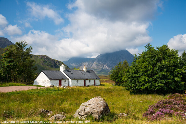Majestic Buachaille and Rustic Black Rock Cottage Picture Board by Robert Strachan