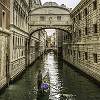 Buy canvas prints of Godala approaches the Bridge of Sighs, Venice by Ray Hill