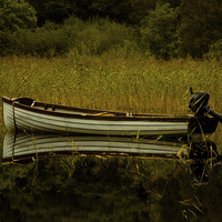 Buy canvas prints of Boat reflection by Aaron Fleming