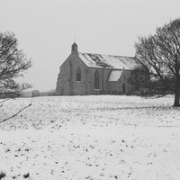 Buy canvas prints of Village Church In Snow by Judith Head