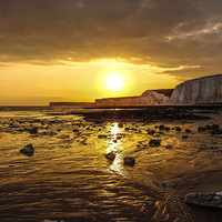 Buy canvas prints of Sunset, Birling Gap, East Sussex by Matthew Silver