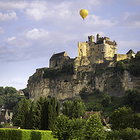 Buy canvas prints of Hot Air Ballon Over Chateau de Beynac, France. by Garry Smith