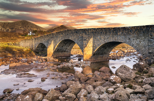 Old Sligachan Bridge Sunset Picture Board by Mike Stephen