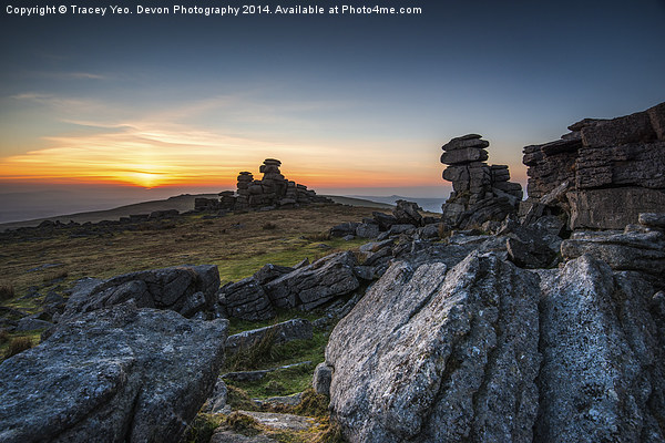 Staple Tor Sunset Framed Mounted Print by Tracey Yeo