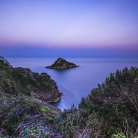 Buy canvas prints of  Thatcher Rock at Sunset by Tracey Yeo