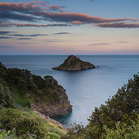 Buy canvas prints of Thatcher Rock at Sunset  by Tracey Yeo