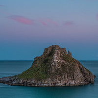 Buy canvas prints of Thatcher Rock Torquay at Sunset   by Tracey Yeo