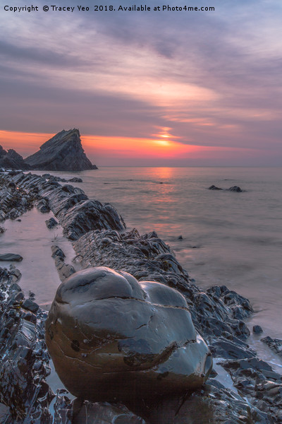Hartland Quay Sunset. Picture Board by Tracey Yeo