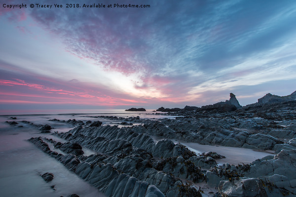 Hartland Quay Sunset. Picture Board by Tracey Yeo
