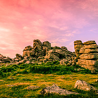 Buy canvas prints of Sunset Over Hound Tor. by Tracey Yeo